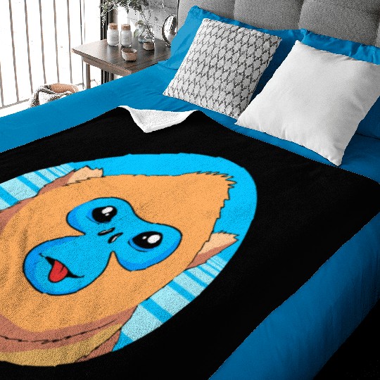 Monkey Lover Cute Snub Nosed Monkey Face Baby Blankets