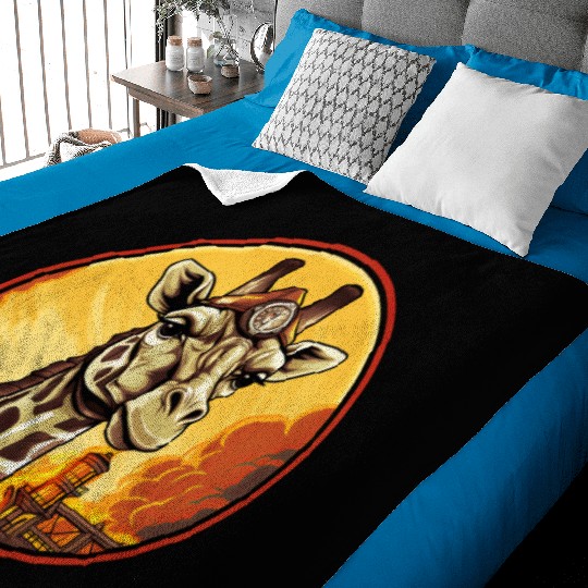 Firefighter giraffe Baby Blankets