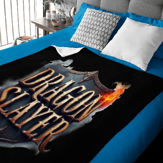 Dragon Slayer Medieval Typography Baby Blankets