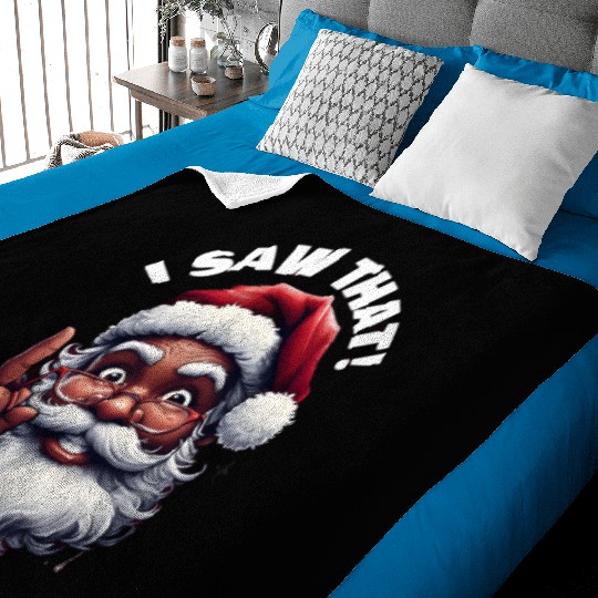 Santa's Watching Festive African American Santa Baby Blankets
