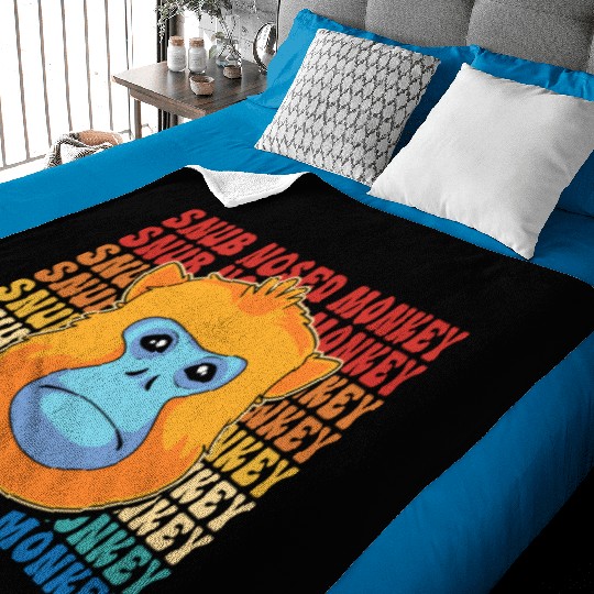 Retro Golden Snub Nosed Monkey Cute Monkey Face Baby Blankets