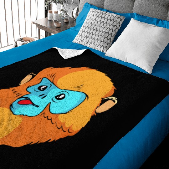 Cute Monkey Face Golden Snub Nosed Monkey Lover Baby Blankets