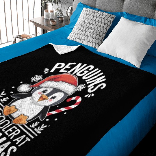 Penguins Are Cooler At Christmas Baby Blankets