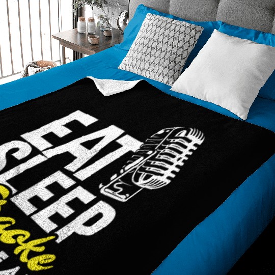 Eat Sleep Karaoke Repeat Microphone Music Baby Blankets