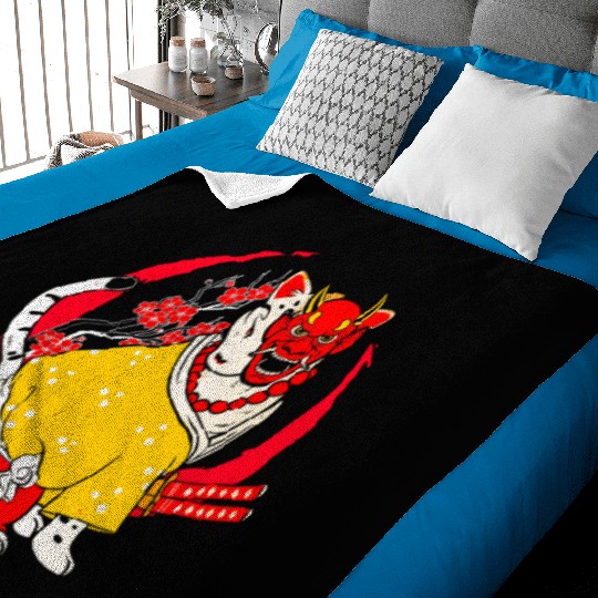 Kanji Japan Katana Oni Ninja Cat Samurai Baby Blankets