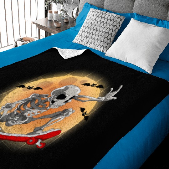 Skateboarding Skeleton Halloween Skater Skateboard Baby Blankets