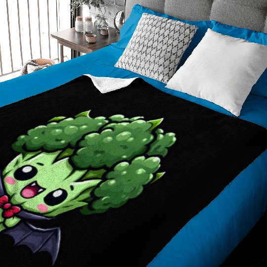 Cute Halloween Broccoli Vampire Cartoon Baby Blankets