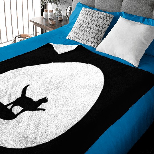 Cat Moon Cliff At Night Werewolf Round Howling Fun Baby Blankets
