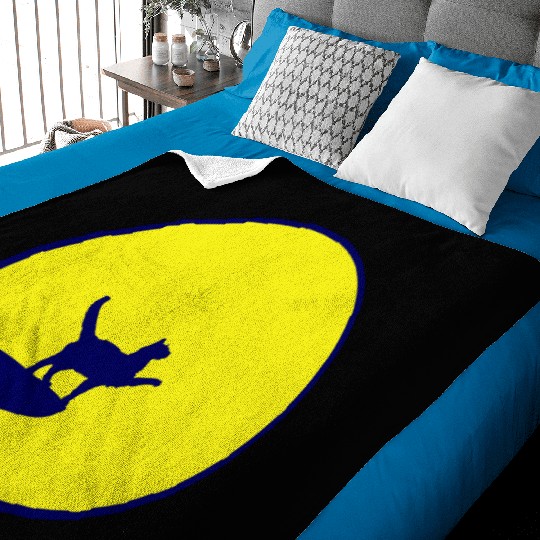 Cat Moon Cliff At Night Werewolf Round Howling Fun Baby Blankets