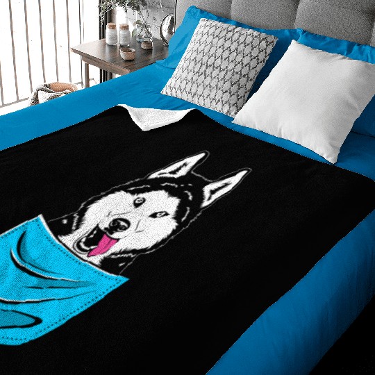 Cute Siberian Husky Dog Lover Husky In A Pocket Baby Blankets