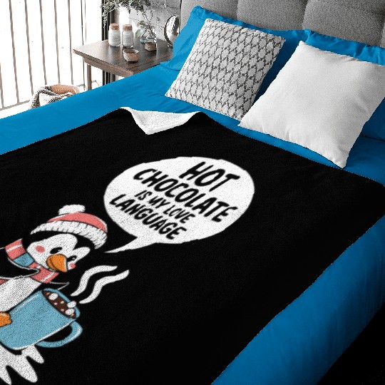 Hot Chocolate Is My Love Language Penguin Baby Blankets