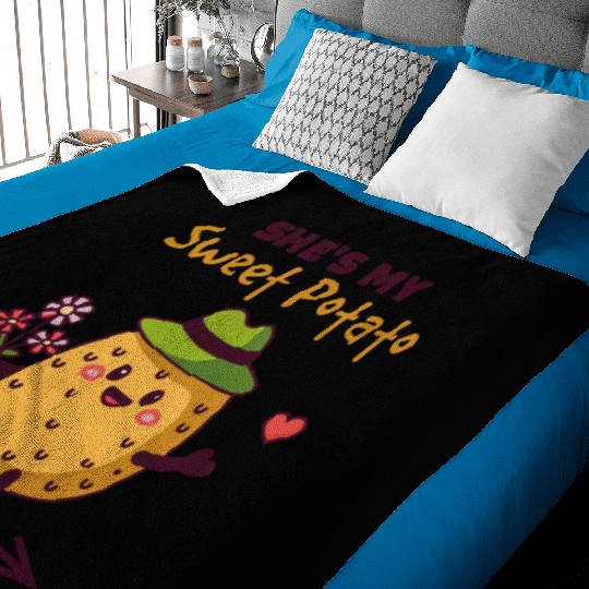 She's My Sweet Potato Funny Matching Couples Baby Blankets