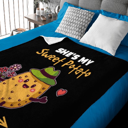 She's My Sweet Potato Funny Matching Couples Baby Blankets