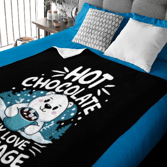 Hot Chocolate Is My Love Language Winter Bear Baby Blankets