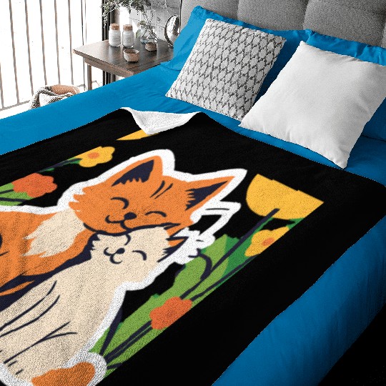 3d cat dou sweet and joyful Baby Blankets