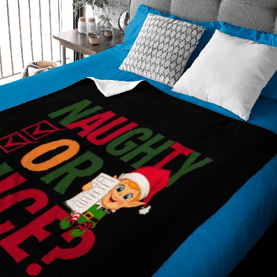 Naughty or Nice Elf Checklist Christmas Fun Baby Blankets
