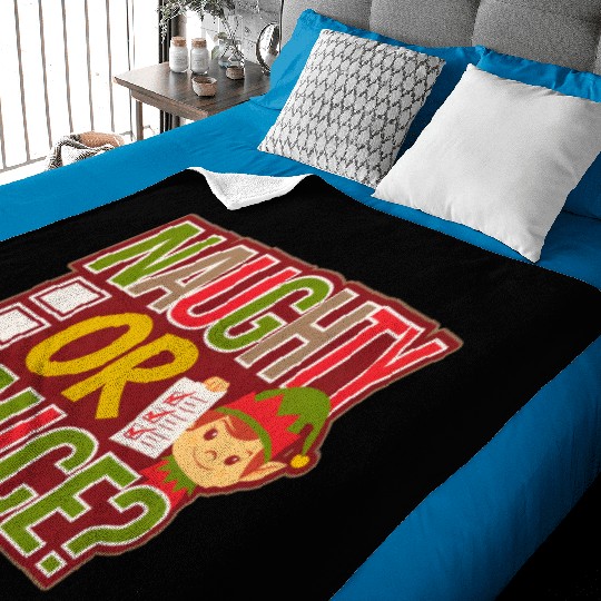 Playful Elf Naughty or Nice Holiday Fun Baby Blankets