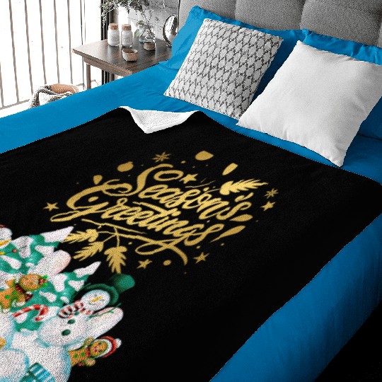 Seasons greetings with friends Baby Blankets