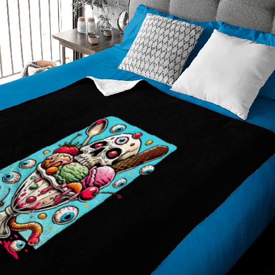 Spooky Sundae Skull Art: Creepy Dessert Aesthetic Baby Blankets