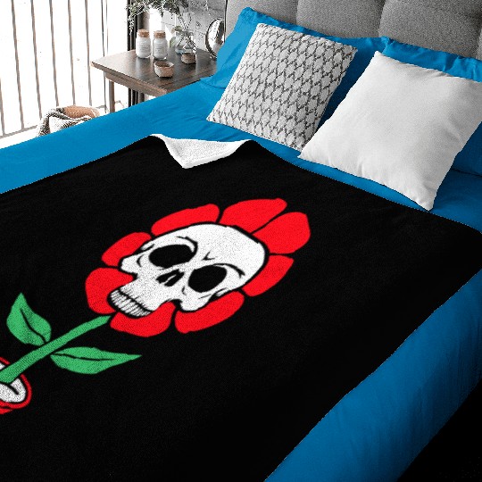 Evil Skull Flower Horror Halloween Skeleton Head Baby Blankets