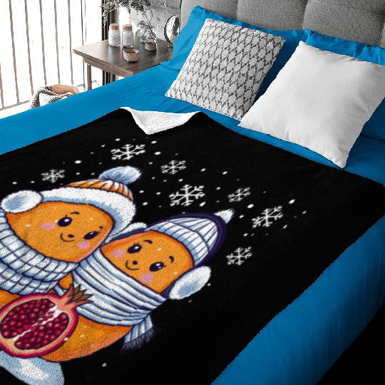 Cozy Winter Fruits: Oranges & Pomegranate Baby Blankets
