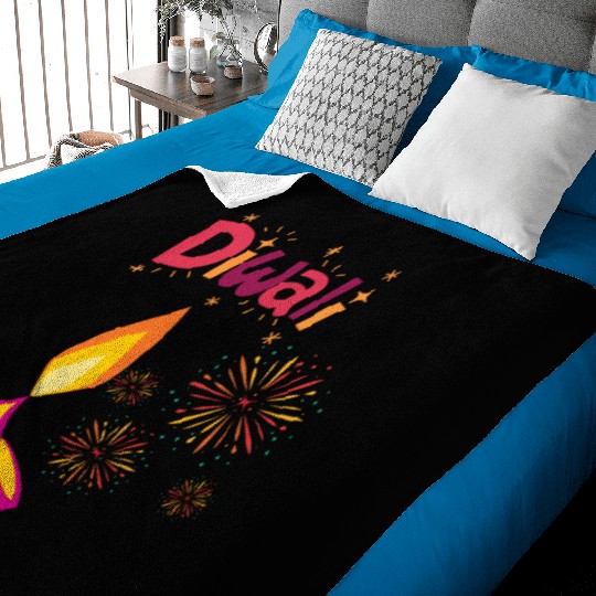 Diwali Design with Lamp & Festive Fireworks Baby Blankets
