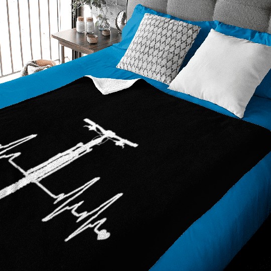 Mountain Bike Heartbeat Funny Mountain Biker Baby Blankets
