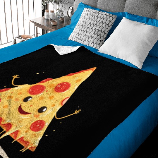 A pizza slice so happy, it's oozing with joy/chees Baby Blankets