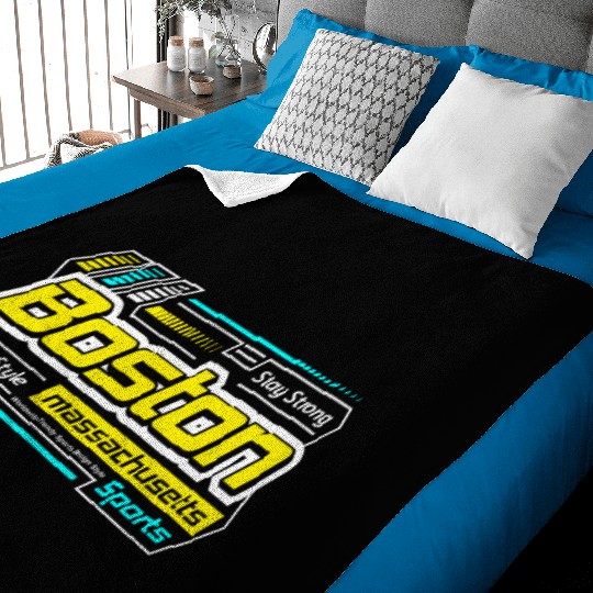 Stay Strong Boston Massachusetts City Yellow Baby Blankets