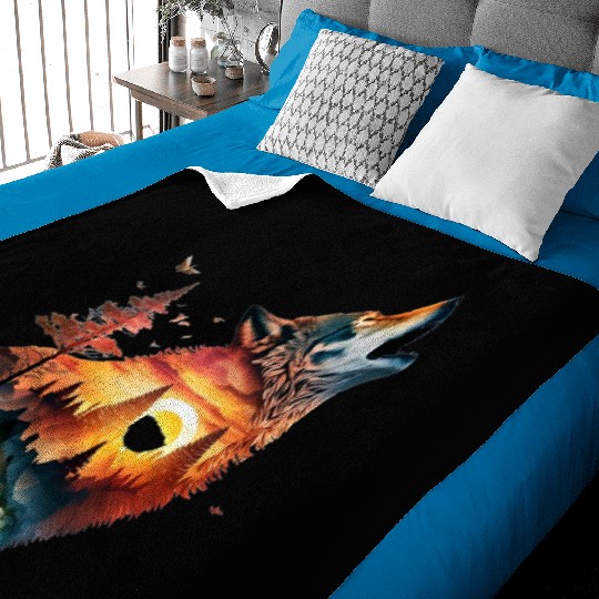 Vintage Wolf Moon Graphic Baby Blankets – Retro 90s