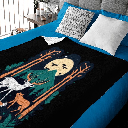 Enchanted Forest Wildlife Scene – Nature Adventure Baby Blankets