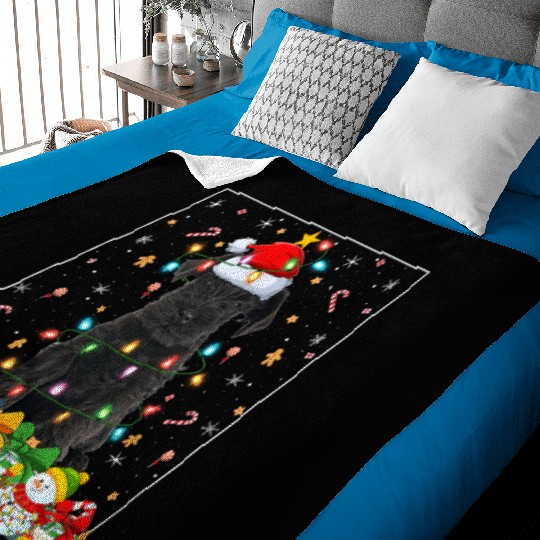 Miniature Schnauzer Dog Christmas Lights Baby Blankets