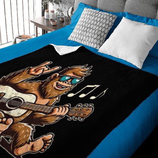 Funny Bigfoot Sasquatch Singing Guitar Playing Baby Blankets