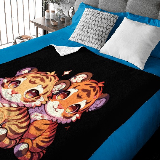 Adorable Baby Tiger Cubs Artwork - Cute and Baby Blankets