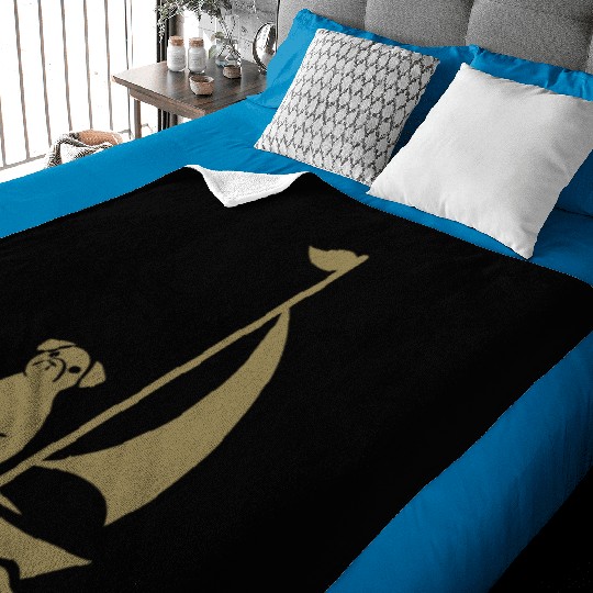 Pug in Boat Silhouette Sailing Minimalist Baby Blankets