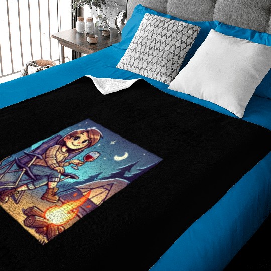 Happy camper slightly tipsy design Baby Blankets