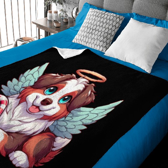 Cute Christmas Dog Australian Shepherd Baby Blankets