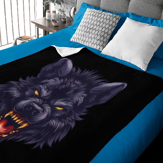 dark wolf face Baby Blankets