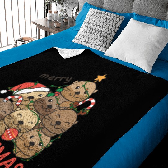 Otter Christmas Tree Merry Christmas Baby Blankets