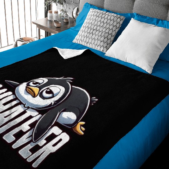Tired Penguin no energy chilling Baby Blankets