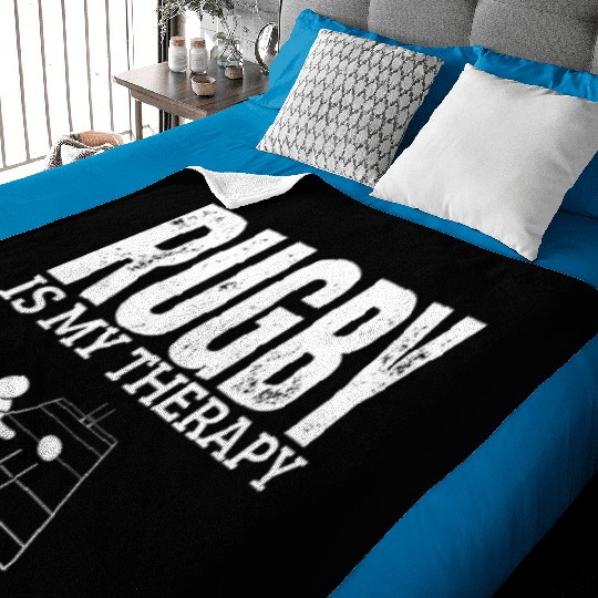 Rugby Is My Therapy Funny Rugby Player Baby Blankets