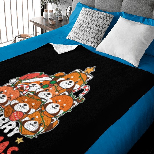 Red Panda Christmas Tree Merry Christmas Baby Blankets