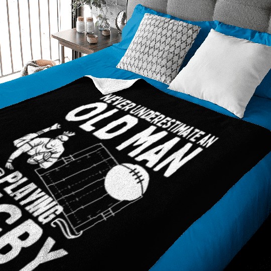 Rugby Never Underestimate An Old Man Playing Rugby Baby Blankets