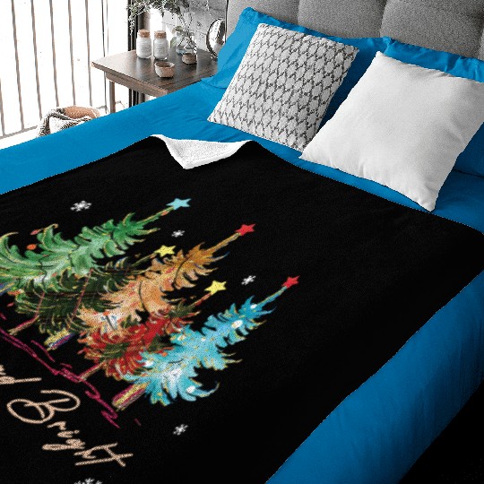 Merry and Bright Trees Vintage Christmas Tree Xmas Baby Blankets