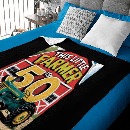 This Little Farmer Is 50 Fun Birthday 50th Farm Baby Blankets