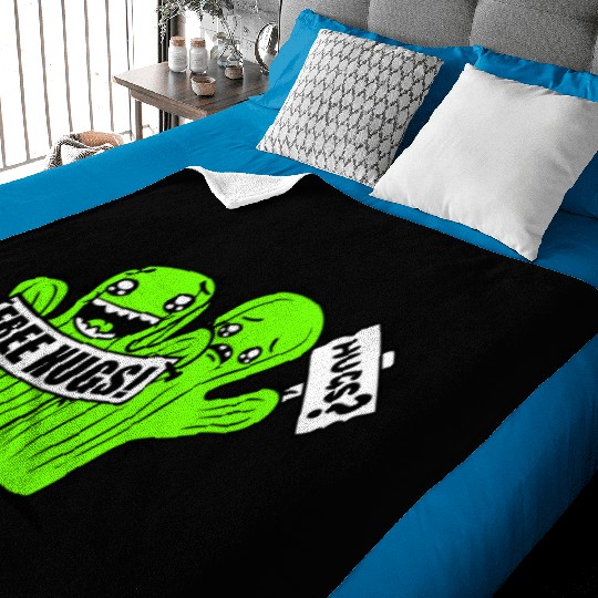Free Hugs Signs Cactus Sad Face Two Cacti Friends Baby Blankets