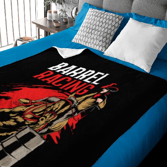 Horse Riding Cowgirl Barrel Racing Rodeo Baby Blankets