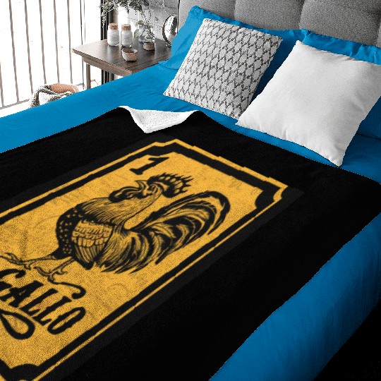 Vintage retro El Gallo Mexican Lottery Card of fan Baby Blankets