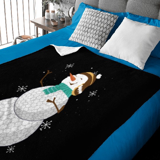 Snowman with Golf Ball Body and Winter Charm Baby Blankets