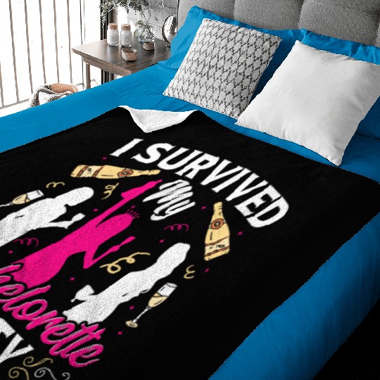 Bridal Party Wedding I Survived My Bachelorette Baby Blankets
